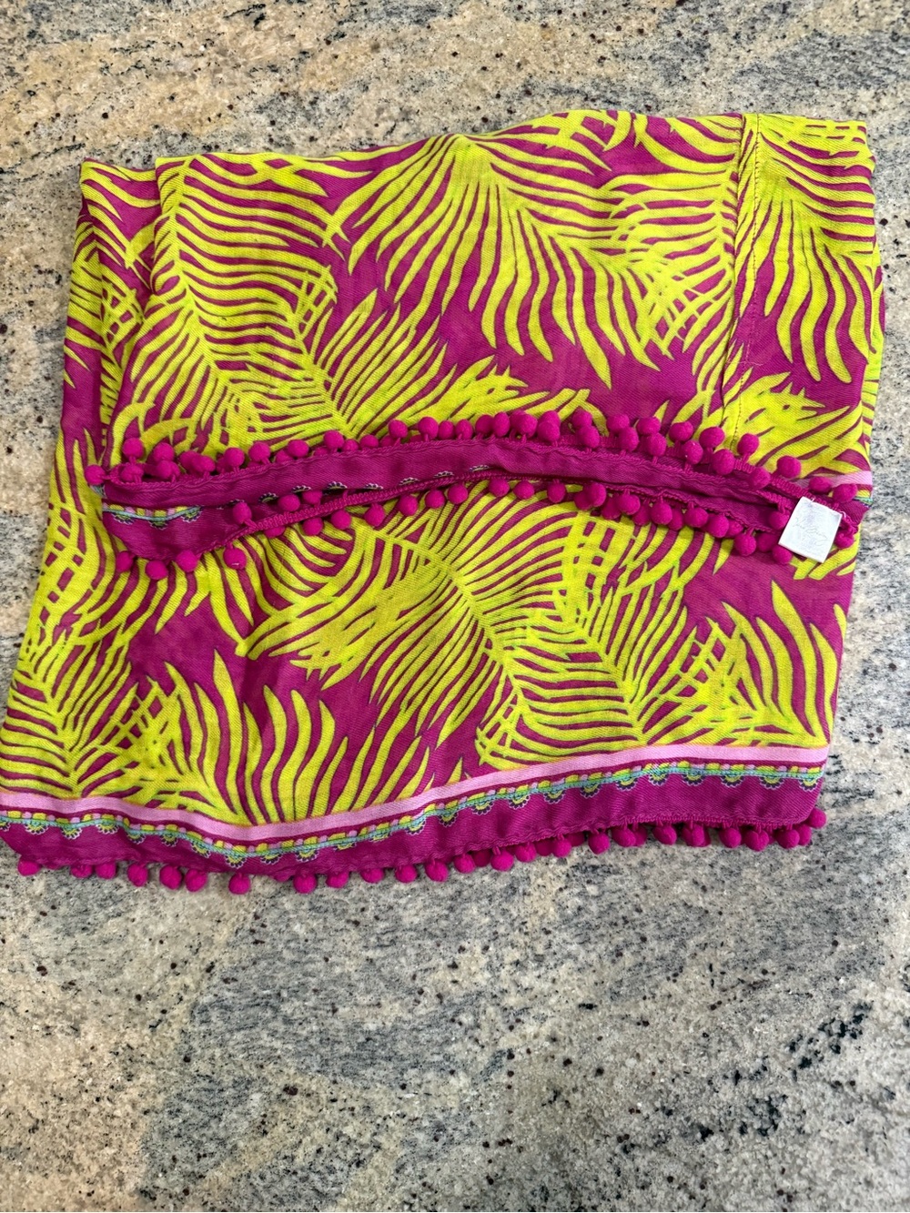 Vera Bradley Pink and Lime Green Palm Print Scarf Wrap